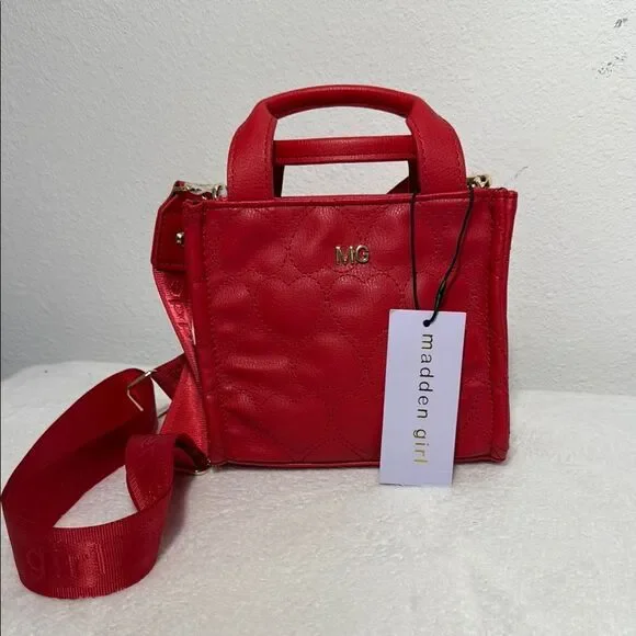 Madden Girl Cherry Hearts Red Quilted Handbag - Picture 2 of 11